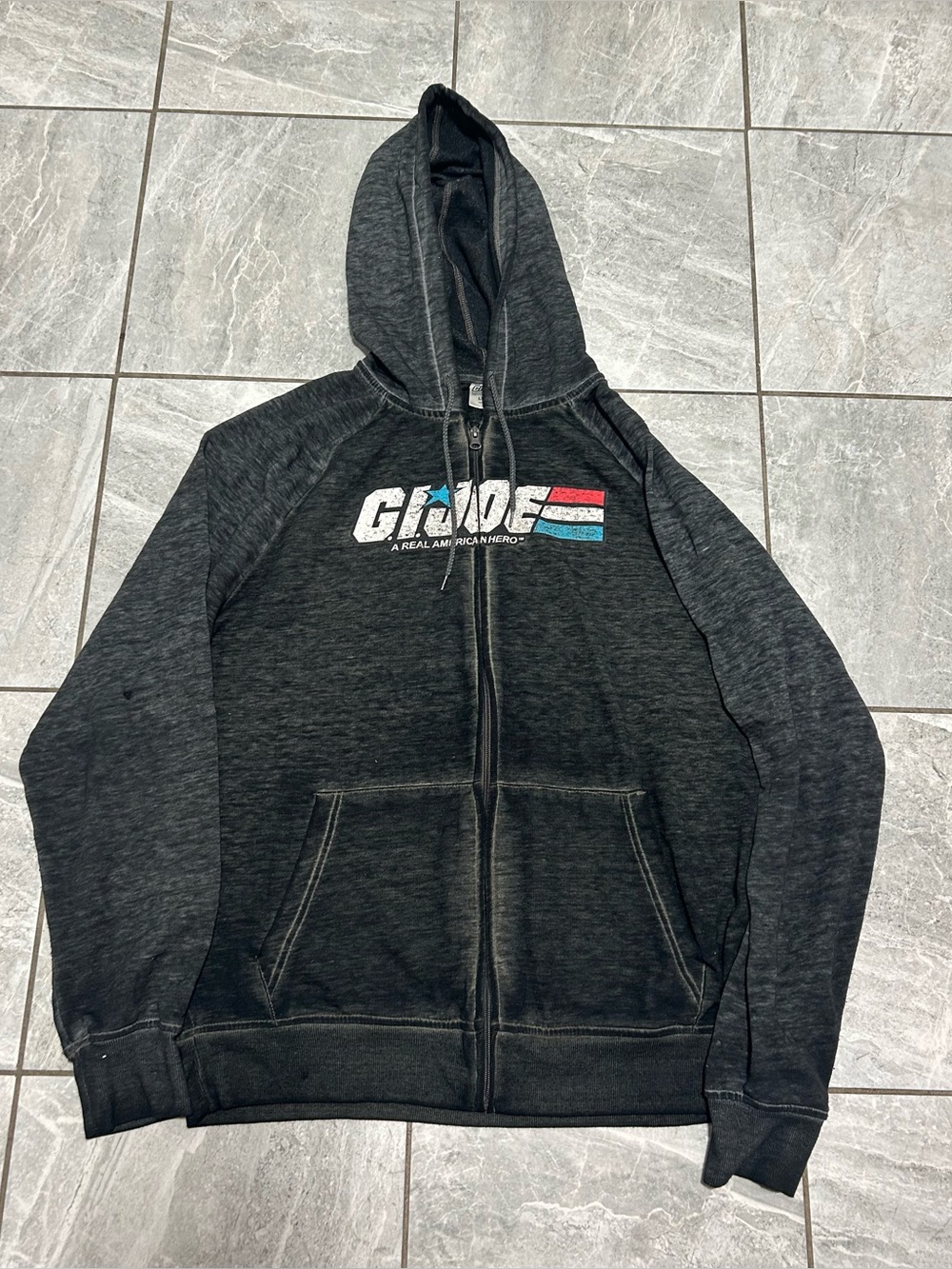 G.I. Joe A Real American Hero 2017 Mens Large Full Zip Hoodie Faded Distressed